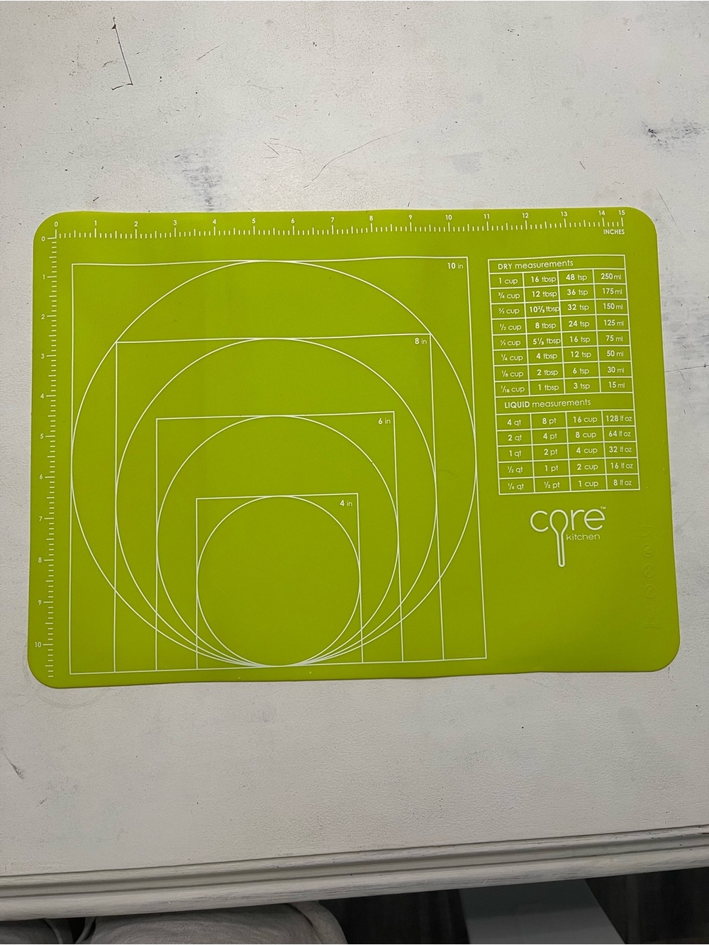 Lime Green Silicone Baking Mat with Measurement Guides